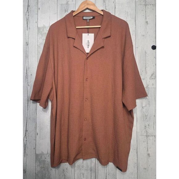 Mauvais Elvissa Relaxed Fit Textured Short Sleeved Shirt in Canyon Sz 5XL - Picture 4 of 8